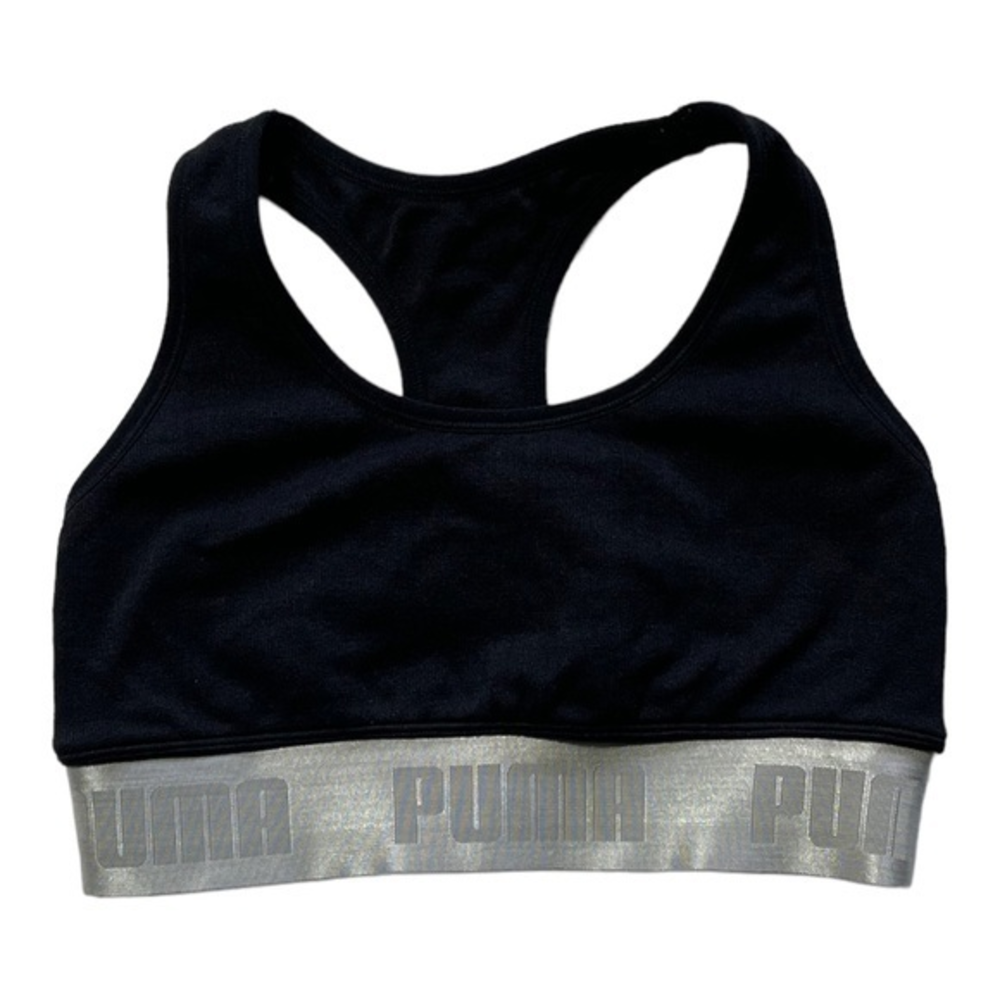 🐞Puma Racerback Sports Bra Black And Silver  Size Small